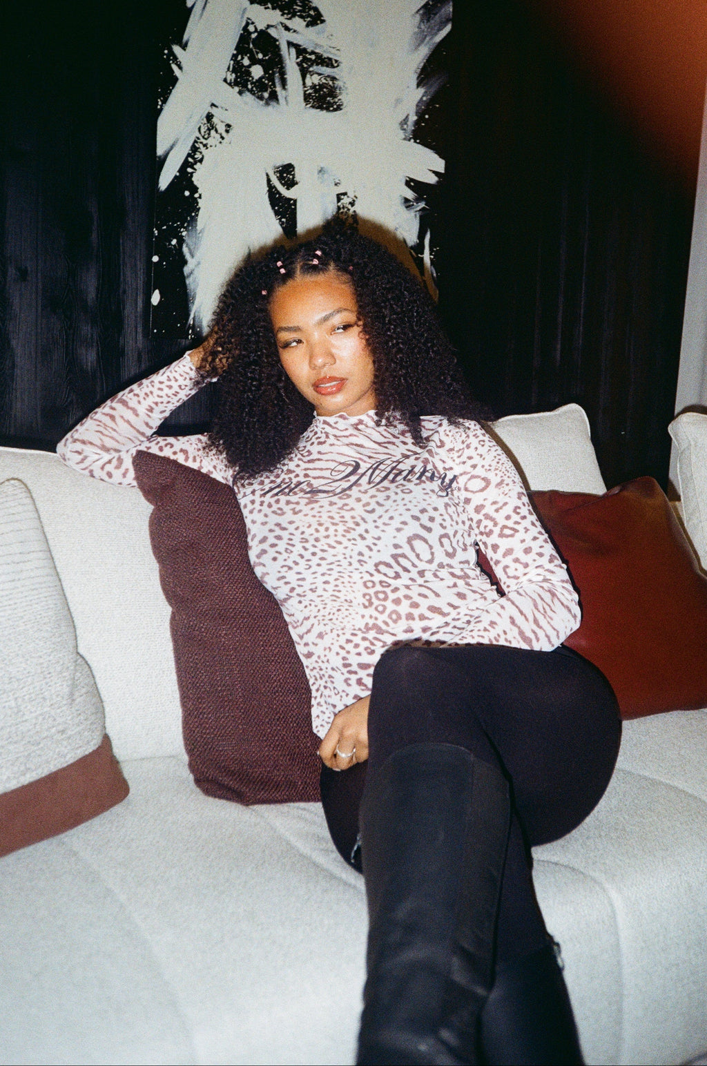 Ladies Leopard Mesh Top