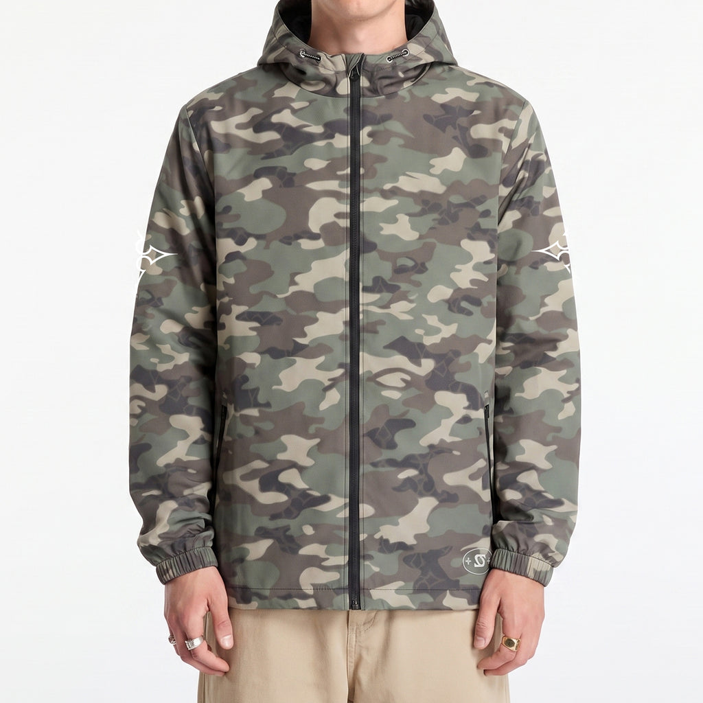 Camo Hooded Windbreaker Jacket