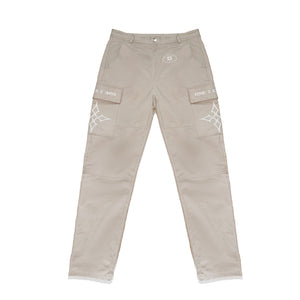 Khaki Embroidered Cargo Pants