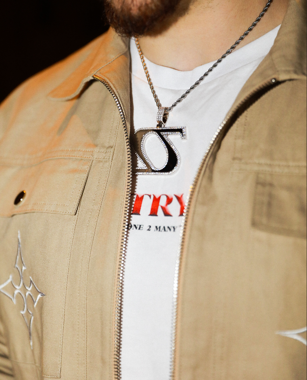 Khaki Embroidered Cargo Jacket