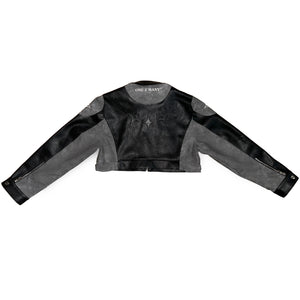 Ladies Leather Cropped Racer Jacket